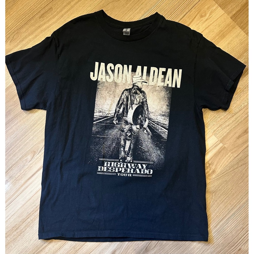 Jason Aldean Highway Desperado Tour 2023 T-Shirt Black Mens Large Concert Tee